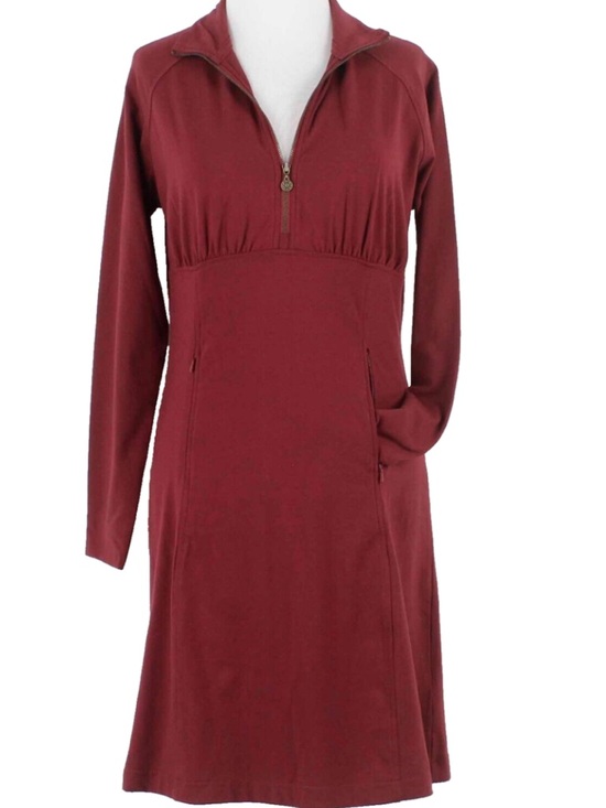 sahalie Dresses & Skirts - sahalie Burgundy Zip-Neck Long Sleeve Dress